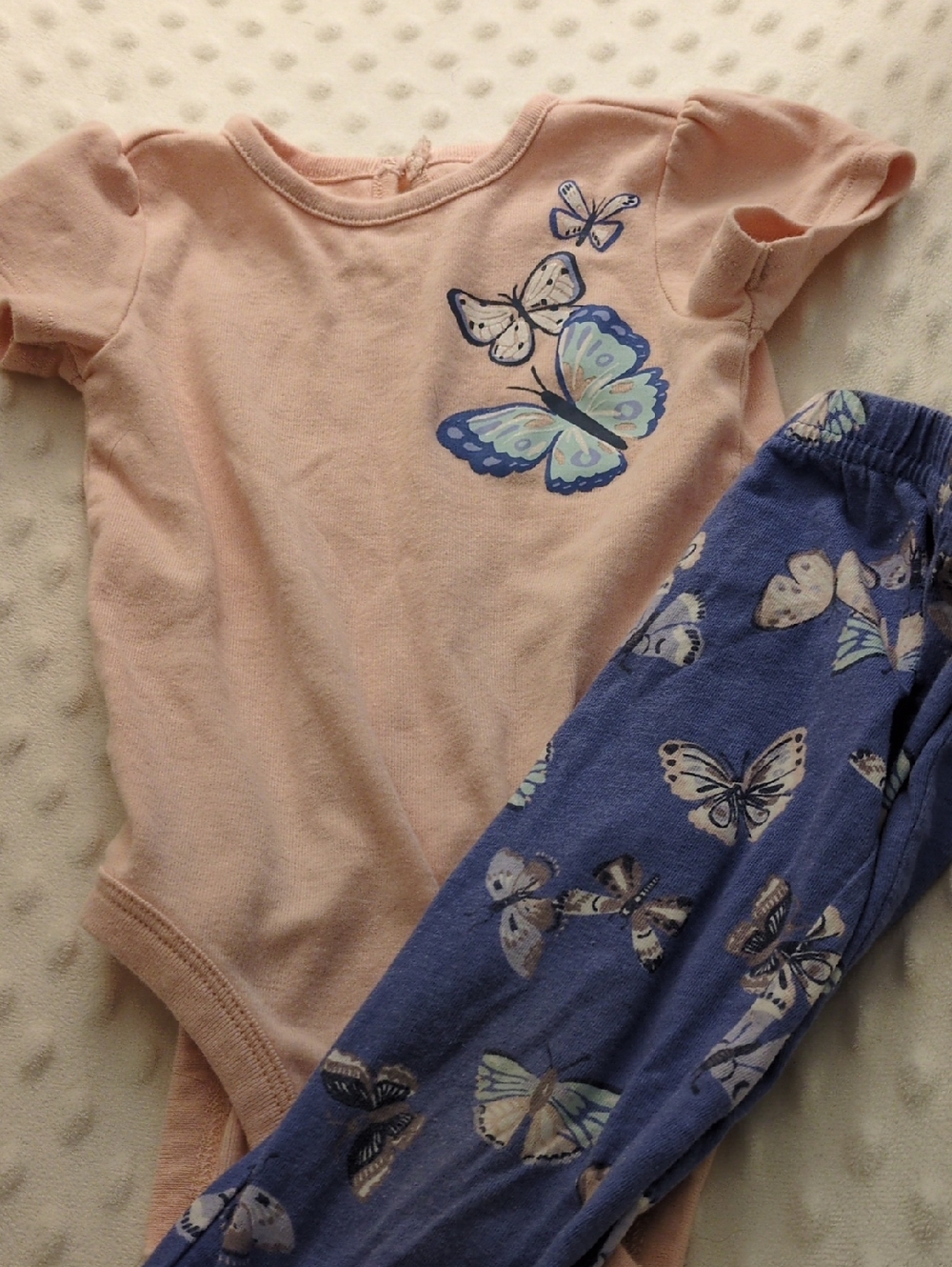 Carter's Light Pink Butterfly Bodysuit with Blue Leggings, 9m